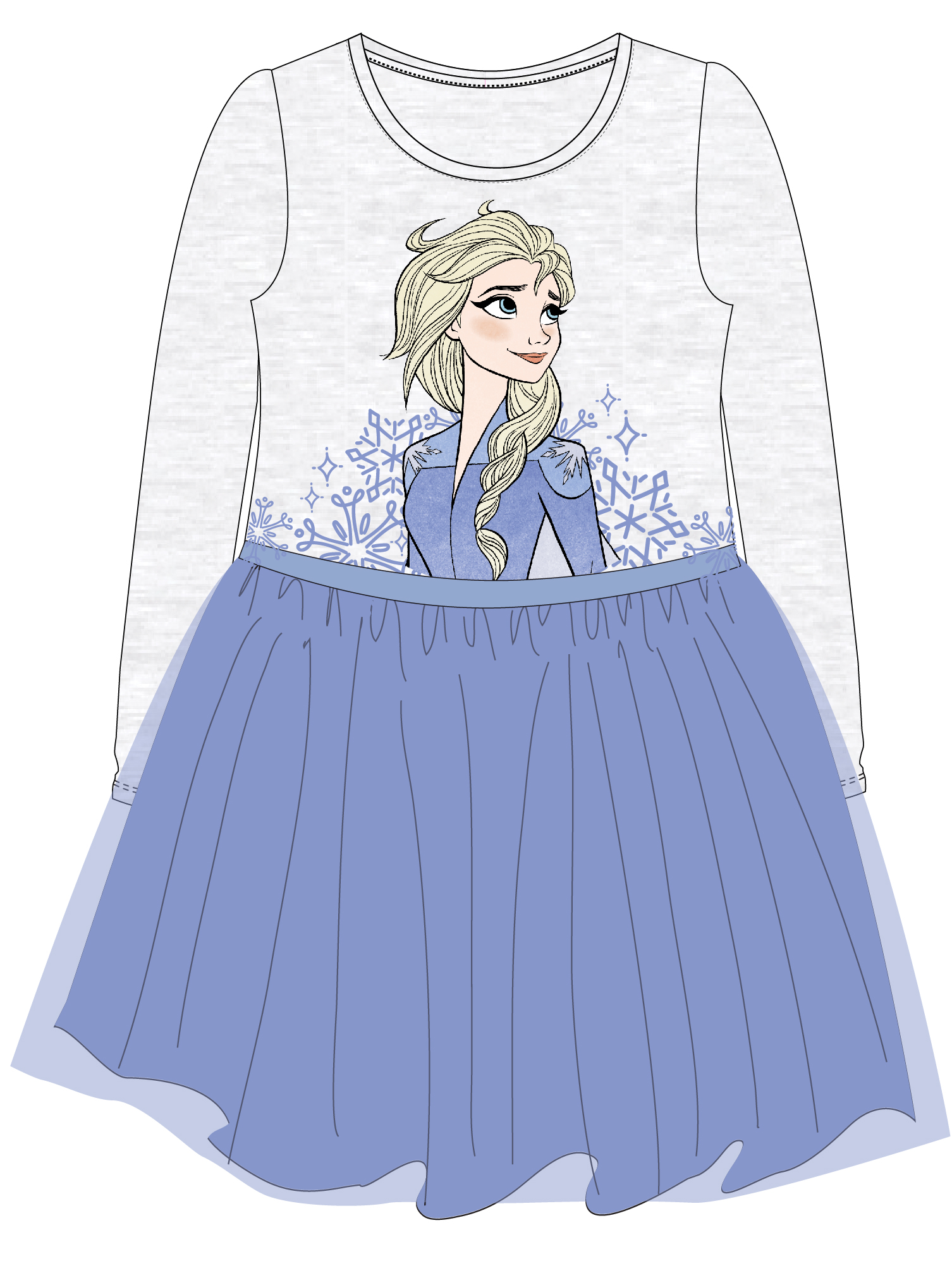 Frozen - licence Dívčí šaty - Frozen 5223B253, světle šedý melír / fialková Barva: Fialková, Velikost: 98