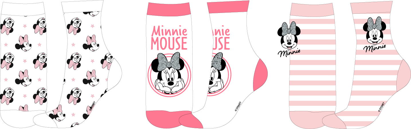 Minnie - licence Dívčí ponožky - Minnie Mouse 5234B892, bílá / růžová Barva: Mix barev, Velikost: 23-26