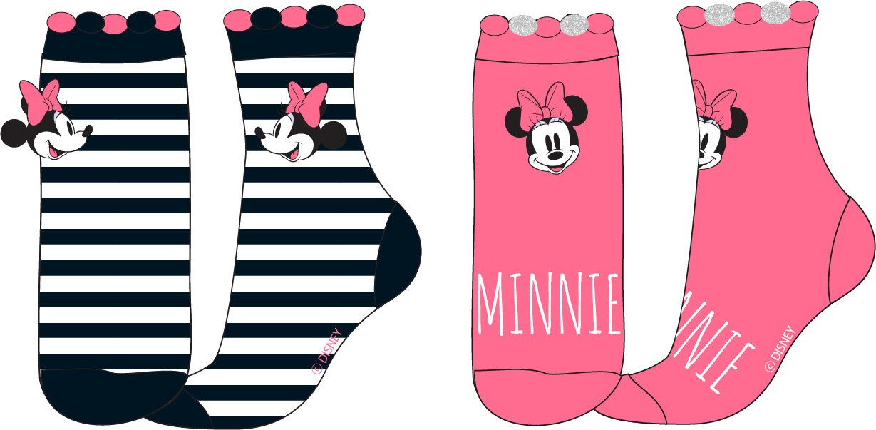 Minnie Mouse - licence Dívčí ponožky - Minnie Mouse 52348212, lososová / proužek Barva: Mix barev, Velikost: 31-34