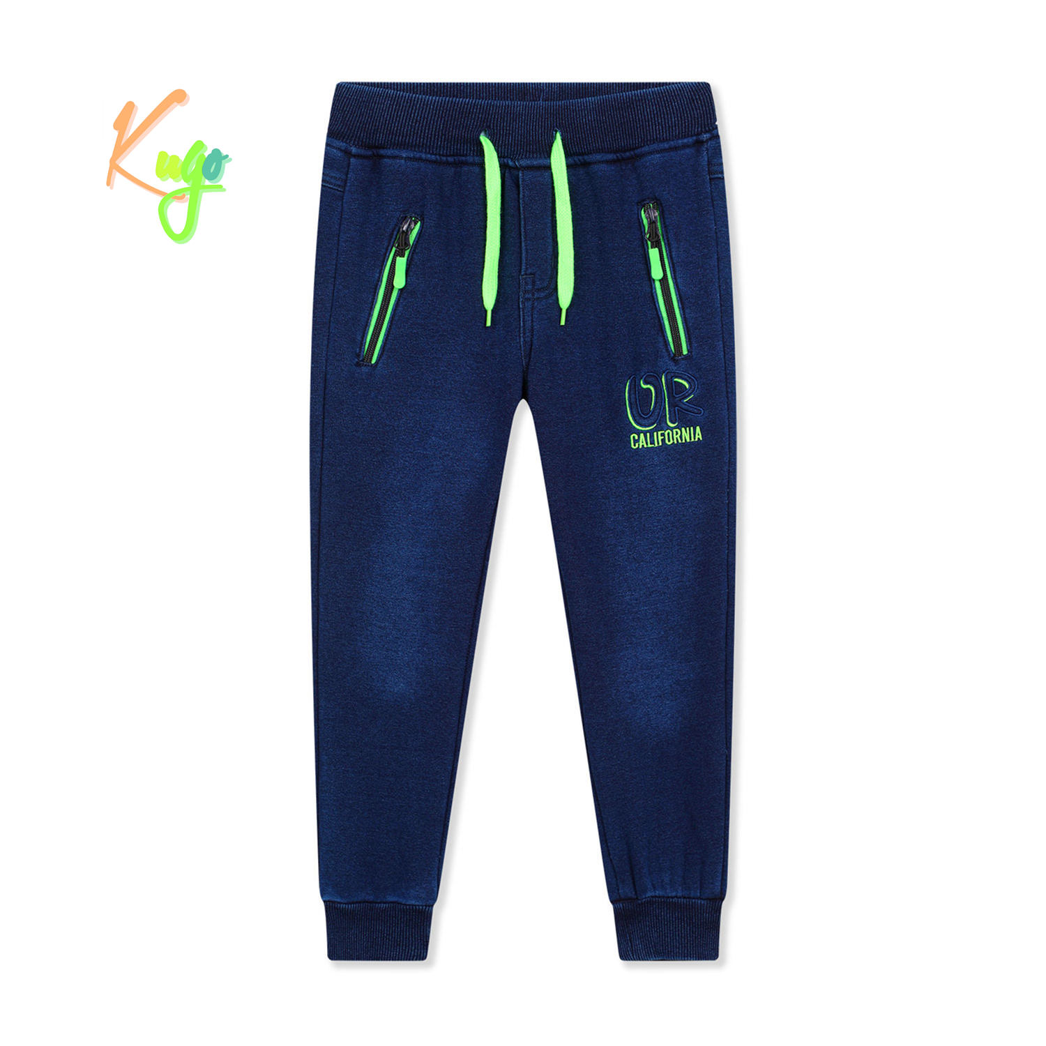 Chlapecké riflové kalhoty/ tepláky, zateplené - KUGO FK0317, modrá Barva: Modrá, Velikost: 134