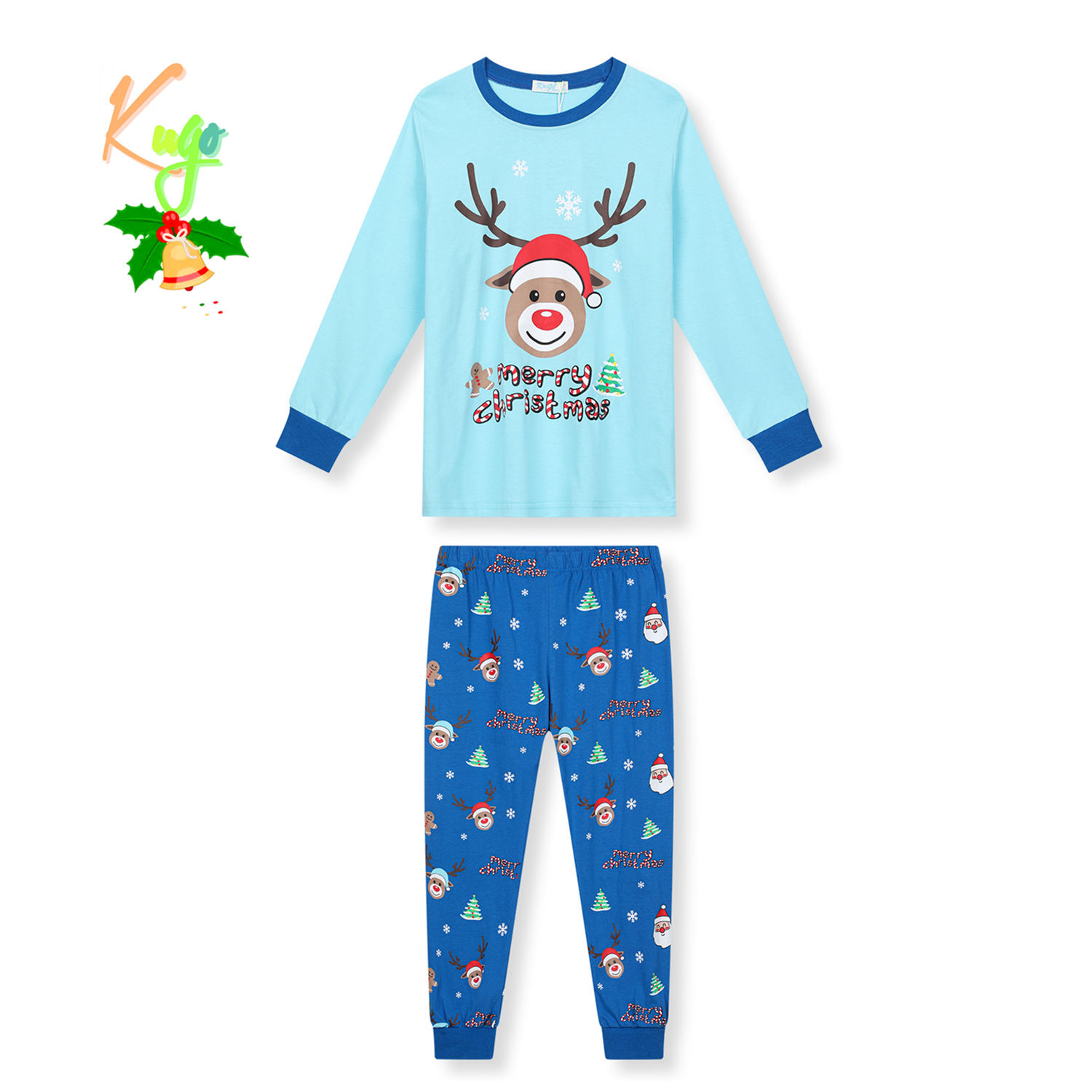 Chlapecké pyžamo - KUGO MP3837, světle tyrkysová / modré kalhoty Barva: Tyrkysová, Velikost: 152