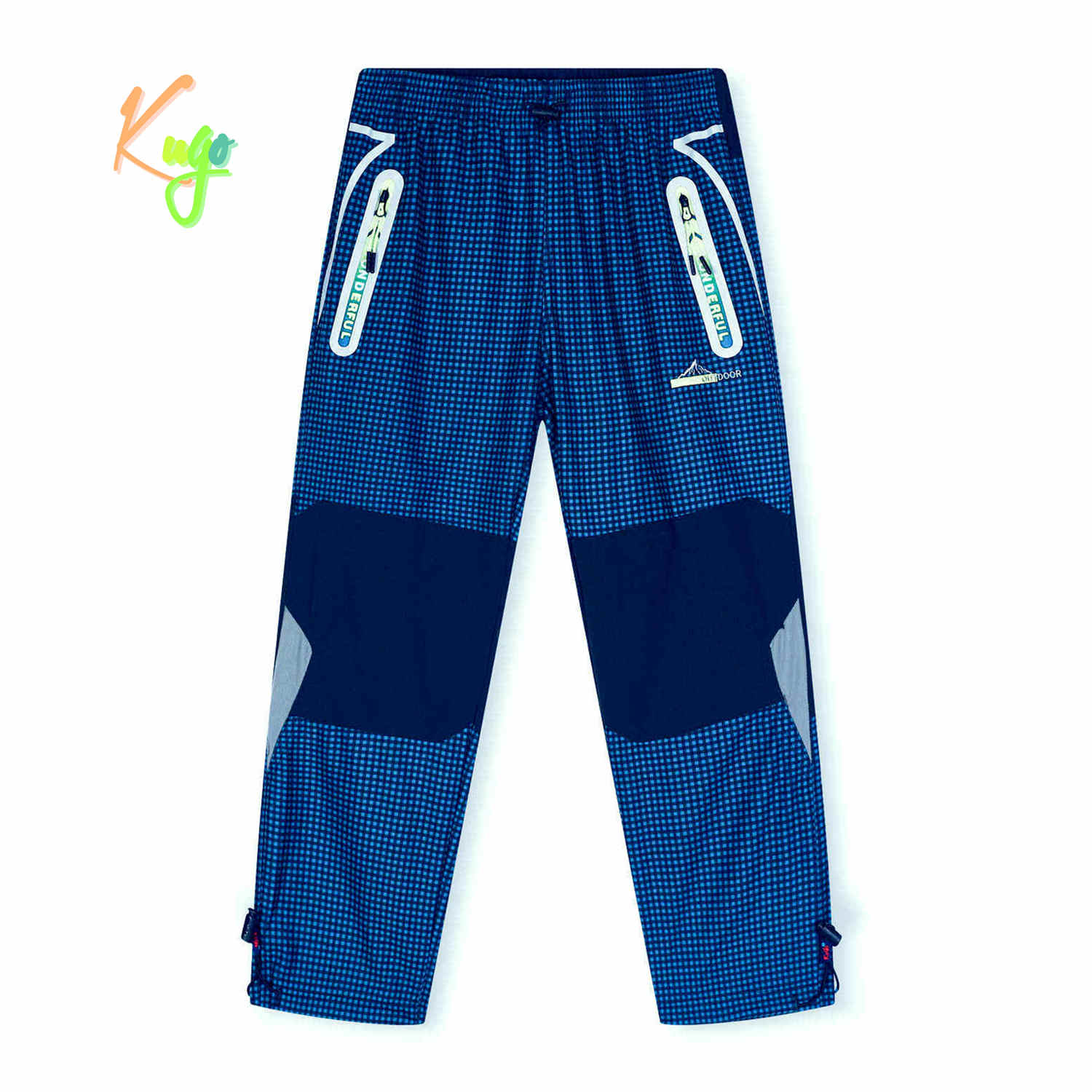 Chlapecké outdoorové kalhoty - KUGO G9655, modrá / zelené zipy Barva: Modrá, Velikost: 134