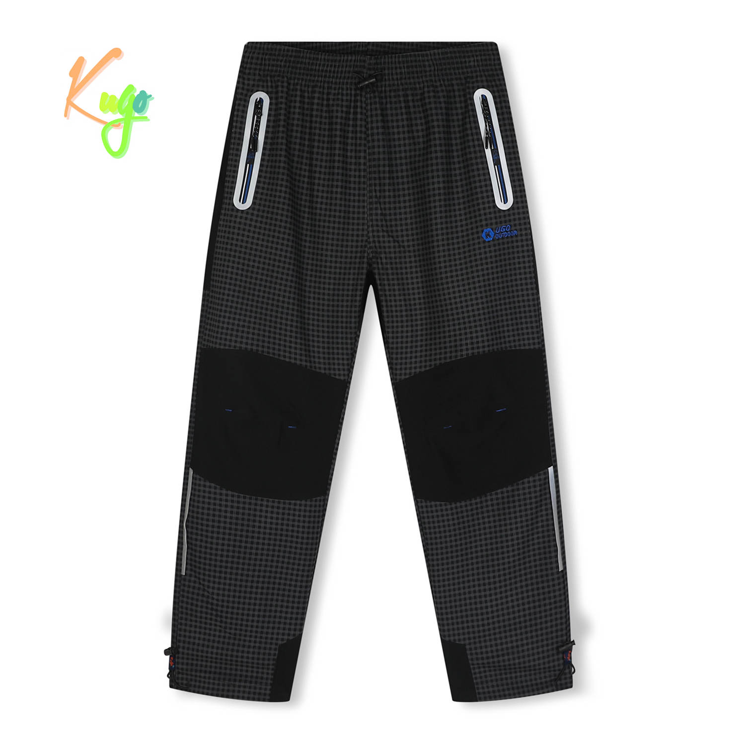 Chlapecké outdoorové kalhoty - KUGO G9658, šedá / modré zipy Barva: Šedá, Velikost: 146