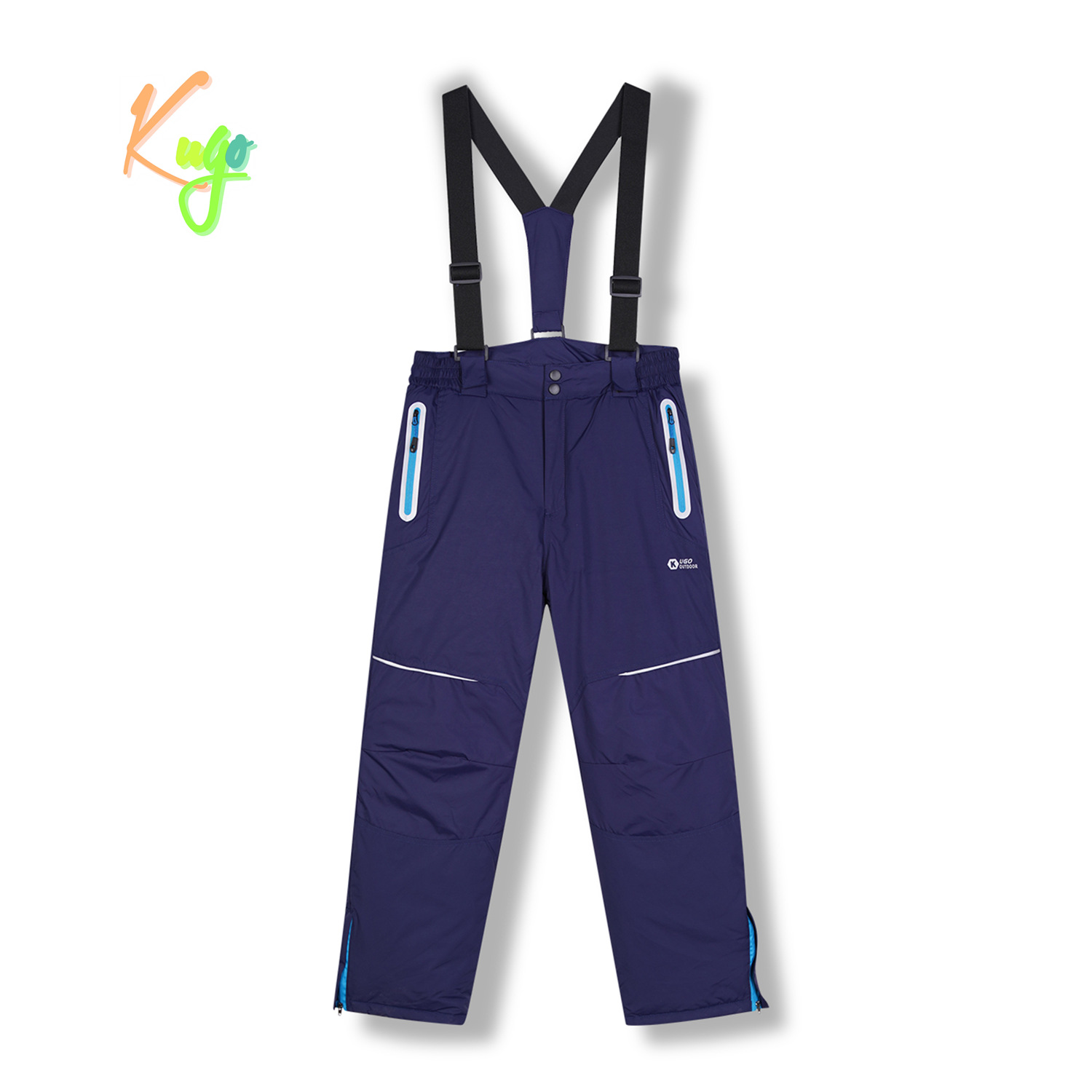 Chlapecké lyžařské kalhoty - KUGO DK8231, tmavě modrá Barva: Modrá tmavě, Velikost: 146