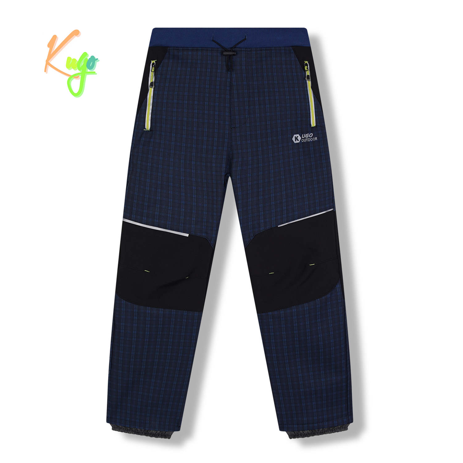 Chlapecké softshellové kalhoty, zateplené - KUGO HK5631, modrá / signální zipy Barva: Modrá, Velikost: 134