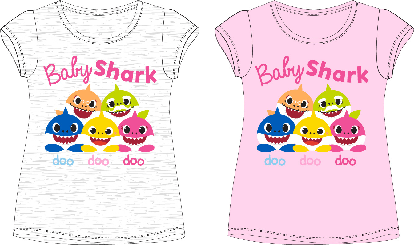 Dívčí tričko - Baby Shark 5202029, světle šedý melír Barva: Šedá, Velikost: 104