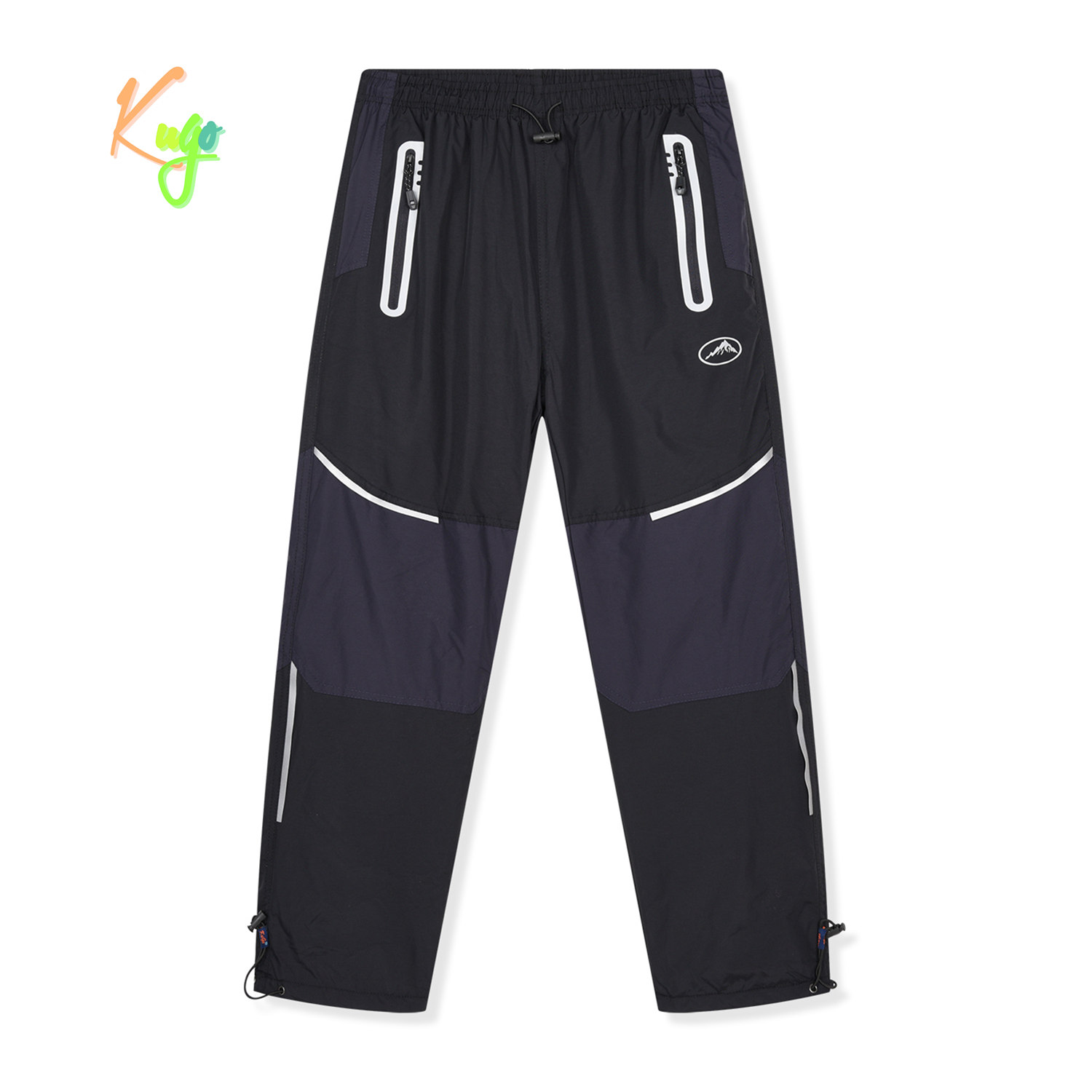 Chlapecké šusťákové kalhoty, zateplené - KUGO DK8238, černá / černé zipy Barva: Černá, Velikost: 152