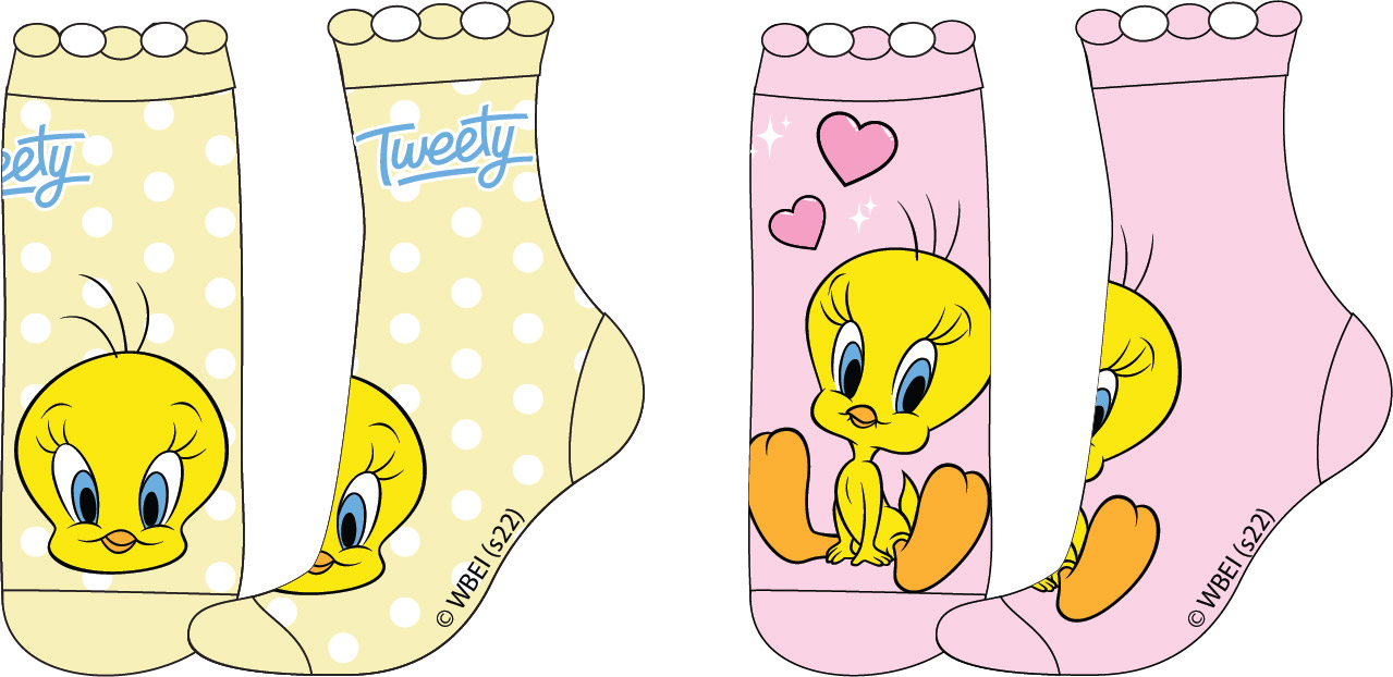 Looney Tunes - licence Dívčí ponožky - Looney Tunes 5234759, růžová / žlutá Barva: Mix barev, Velikost: 27-30