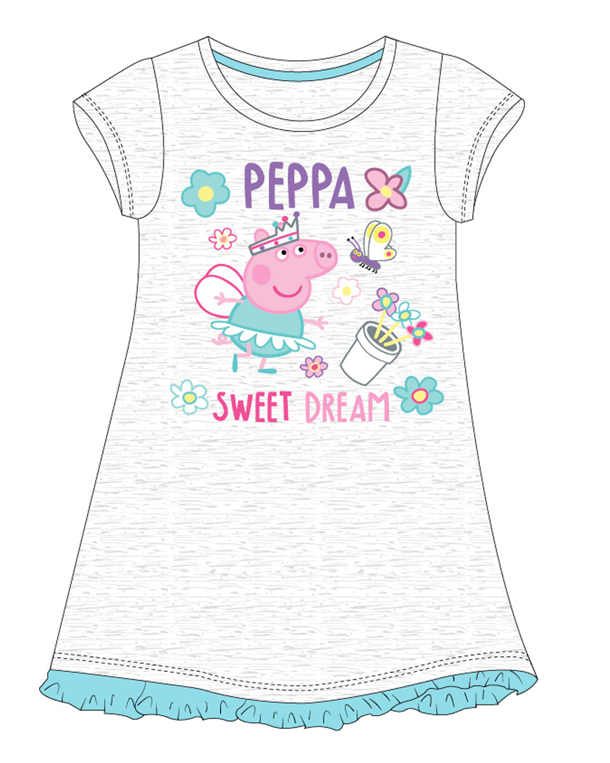 Prasátko Pepa - licence Dívčí noční košile - Prasátko Peppa 5204834, šedý melír Barva: Šedá, Velikost: 98