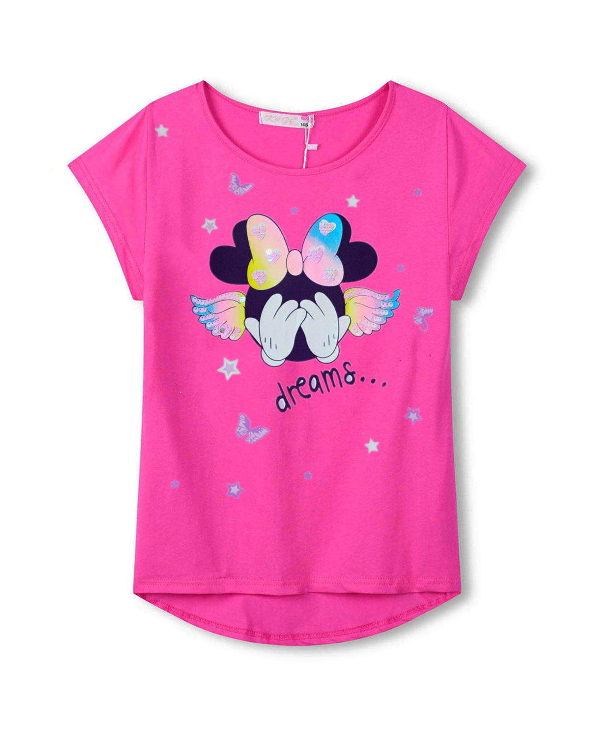 Dívčí tričko - KUGO WT0885, tmavě růžová Barva: Růžová, Velikost: 110