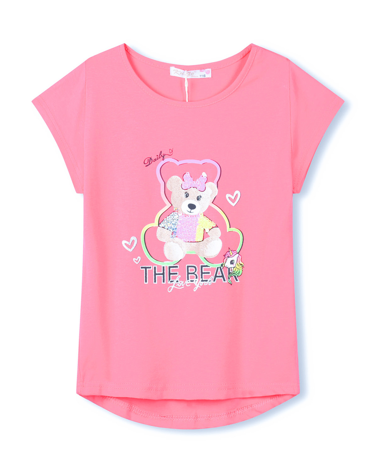 Dívčí tričko - KUGO TM6218, světle růžová Barva: Růžová, Velikost: 128
