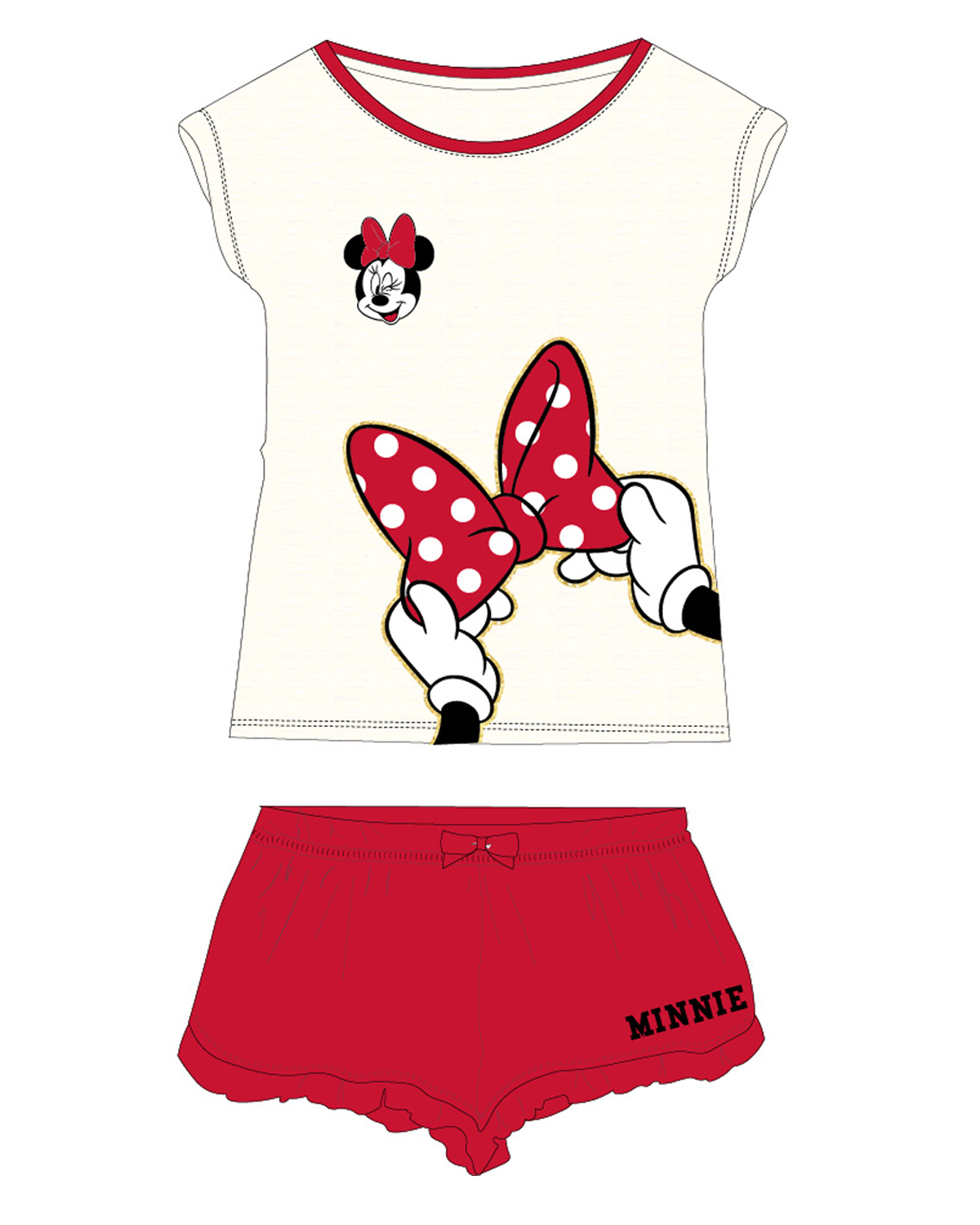 Minnie Mouse - licence Dívčí pyžamo - Minnie Mouse 5204A091, smetanová / červená Barva: Smetanová, Velikost: 140