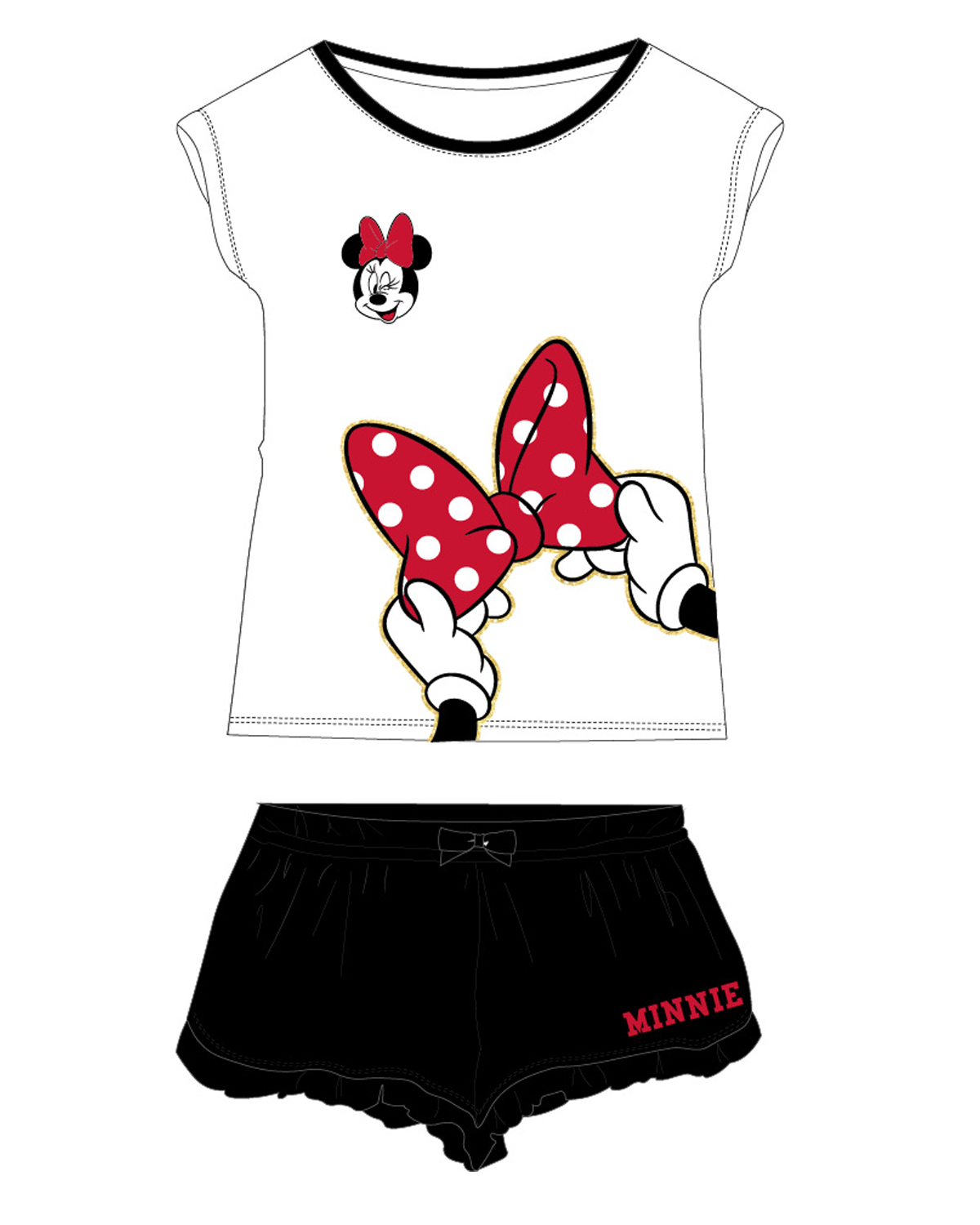 Minnie Mouse - licence Dívčí pyžamo - Minnie Mouse 5204A091, bílá / černá Barva: Bílá, Velikost: 152