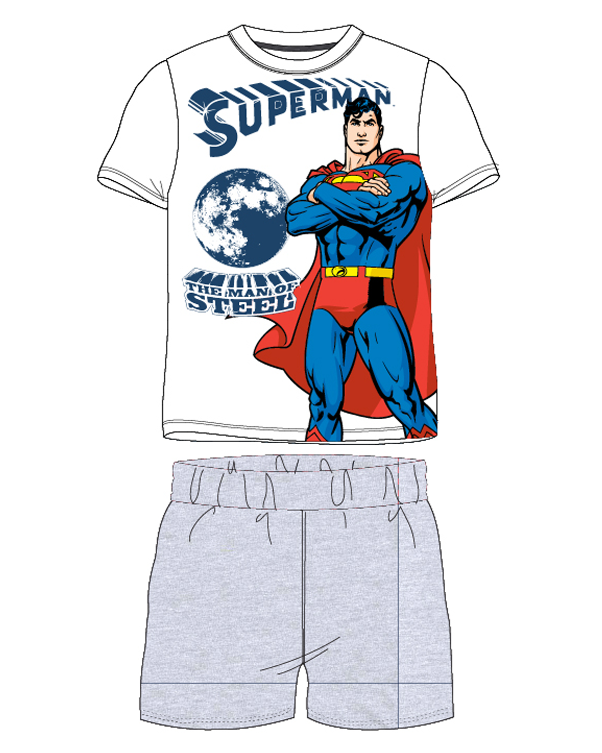 superman-licence Chlapecké pyžamo - Superman 5204302WOL, bílá / šedý melír Barva: Bílá, Velikost: 110