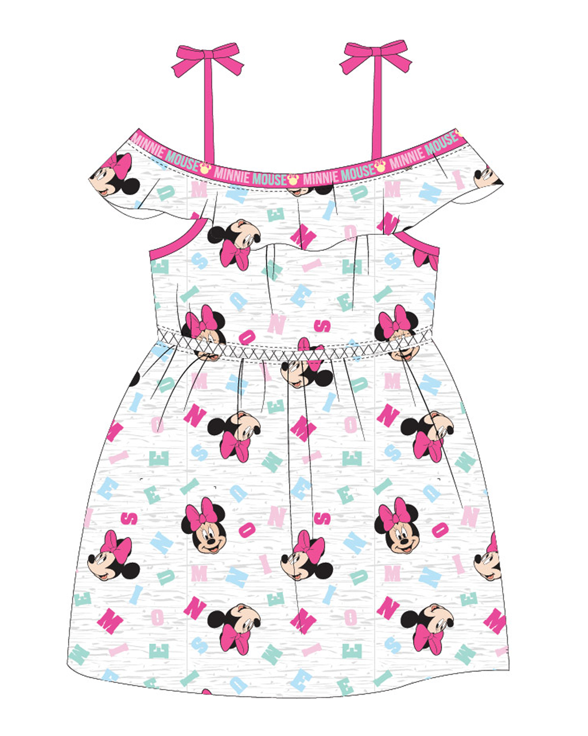 Minnie Mouse - licence Dívčí šaty - Minnie Mouse 52239631, světle šedý melír Barva: Šedá, Velikost: 134