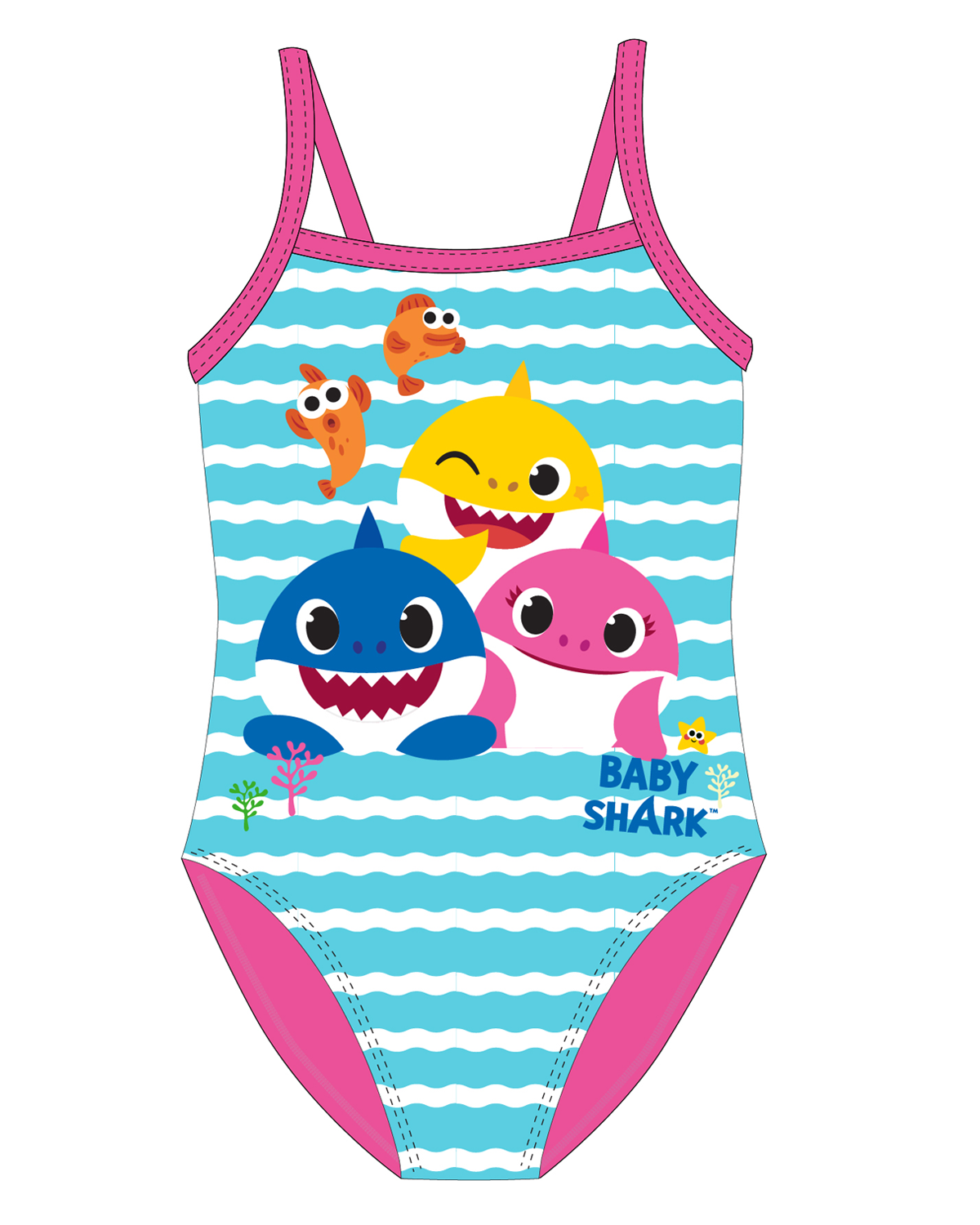 Dívčí plavky - Baby Shark 5244054, tyrkysová / růžová Barva: Tyrkysová, Velikost: 92-98