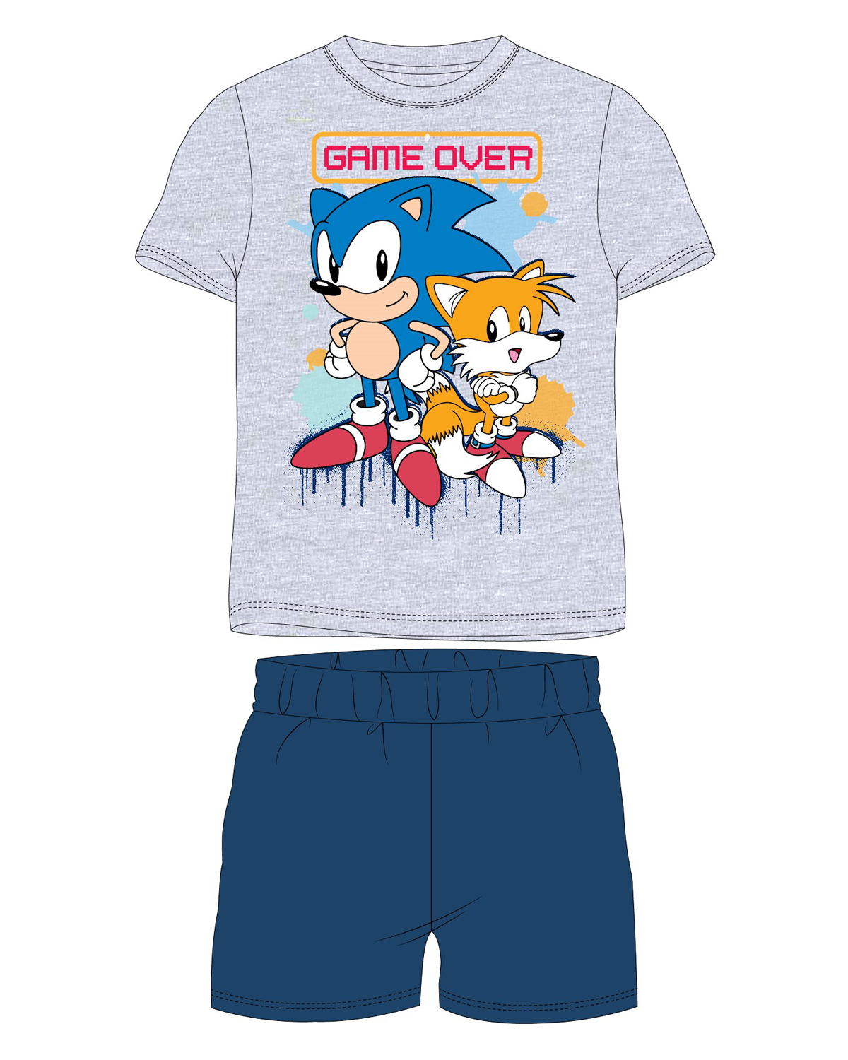 Ježek SONIC - licence Chlapecké pyžamo - Ježek Sonic 5204011, šedý melír / tmavě modrá Barva: Šedá, Velikost: 128