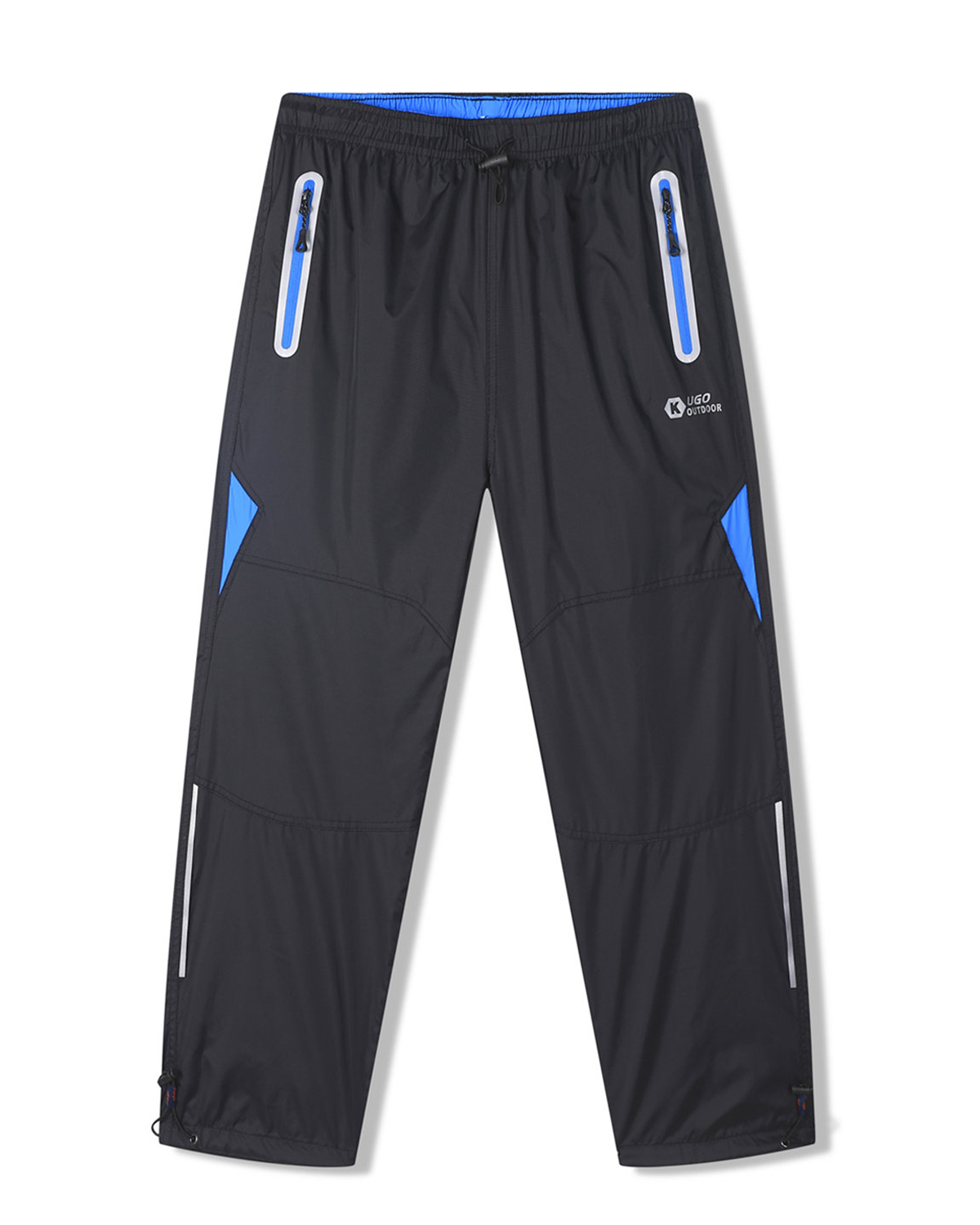 Chlapecké šusťákové kalhoty - KUGO SK7752, černá / modré zipy Barva: Černá, Velikost: 164