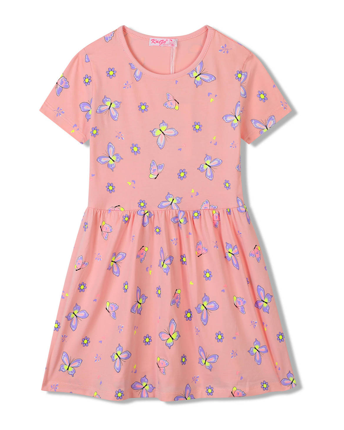Dívčí šaty - KUGO SH3516, lososová Barva: Lososová, Velikost: 104