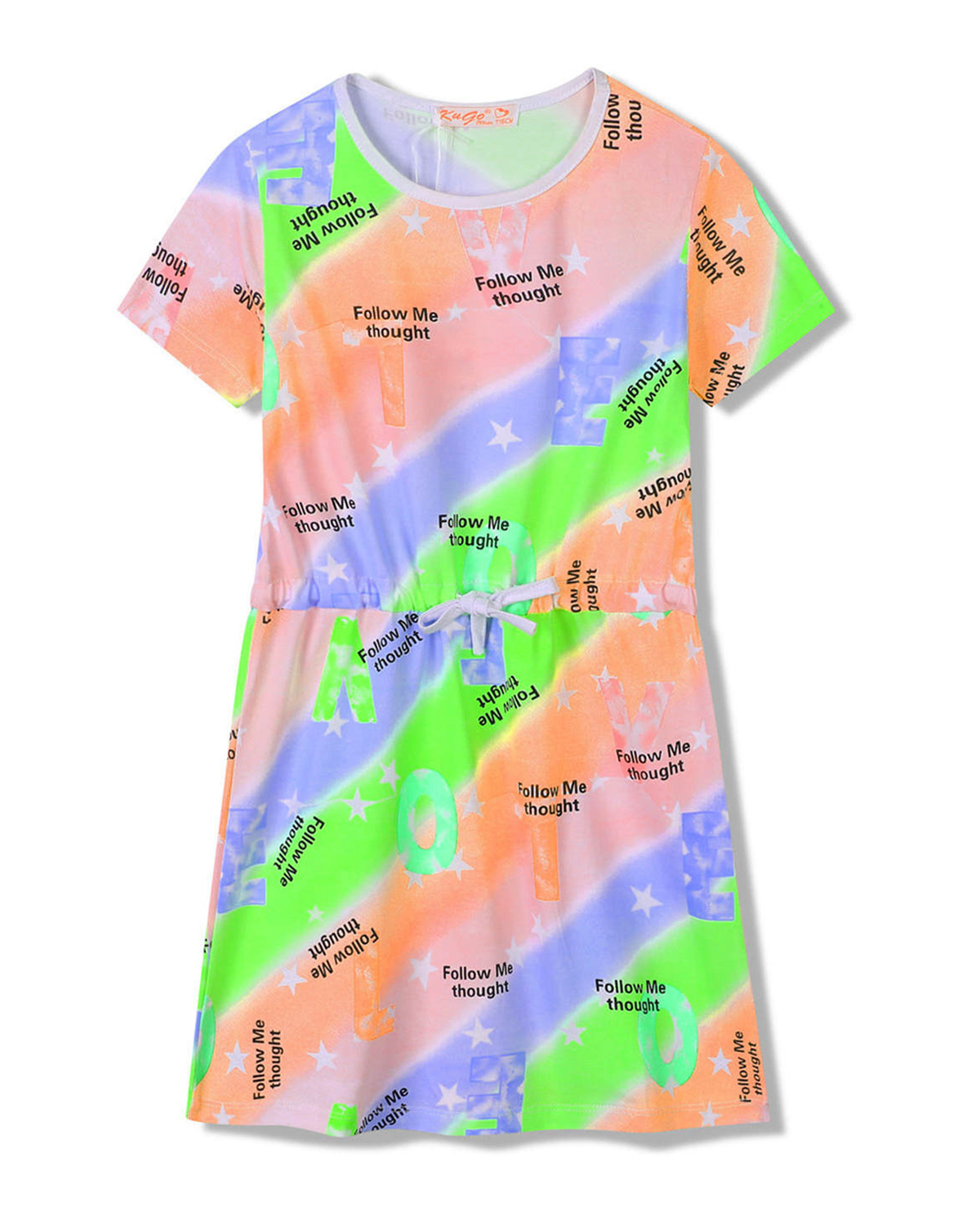 Dívčí šaty - KUGO SH3518, mix barev / bílý lem Barva: Mix barev, Velikost: 146