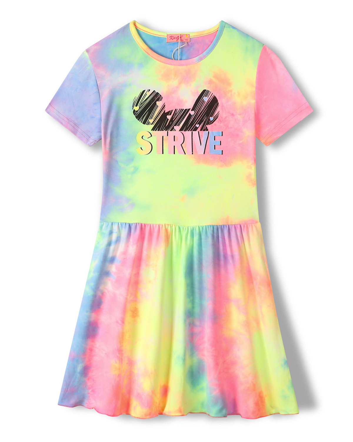 Dívčí šaty - KUGO CY1008, duhová světlejší Barva: Mix barev, Velikost: 146