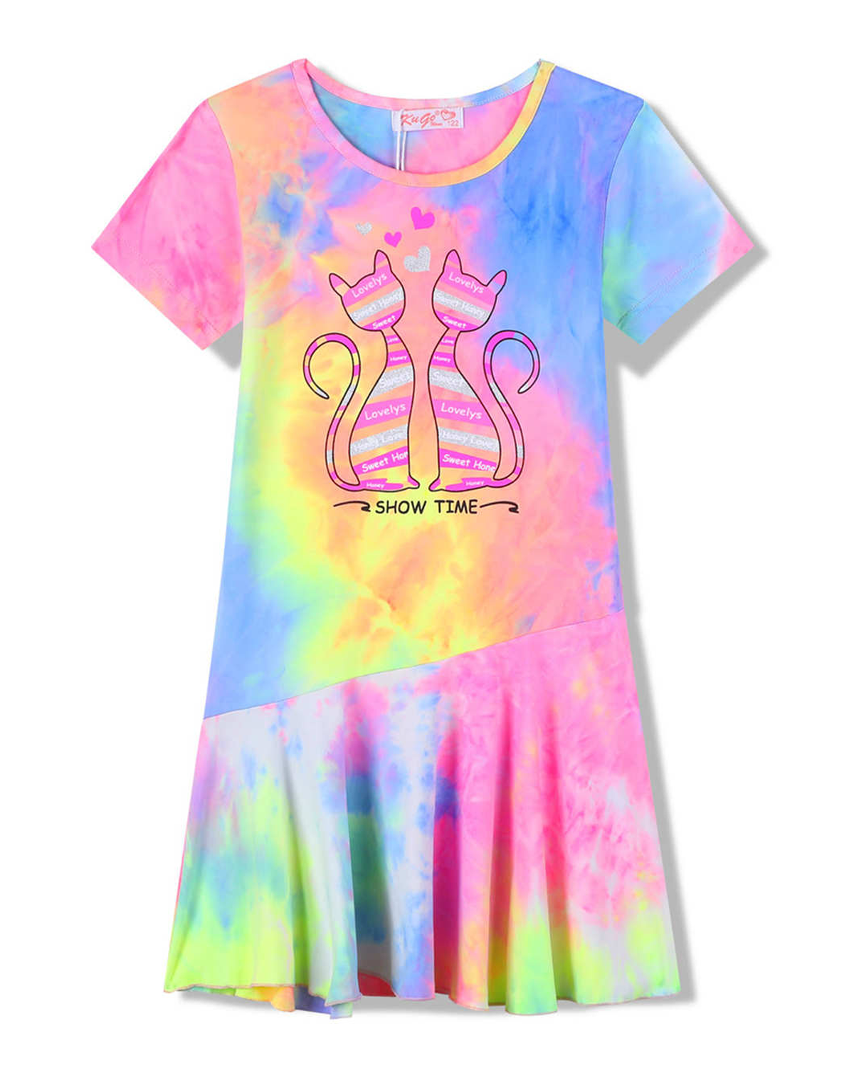 Dívčí šaty - KUGO CS1078, duhová světlejší Barva: Mix barev, Velikost: 116