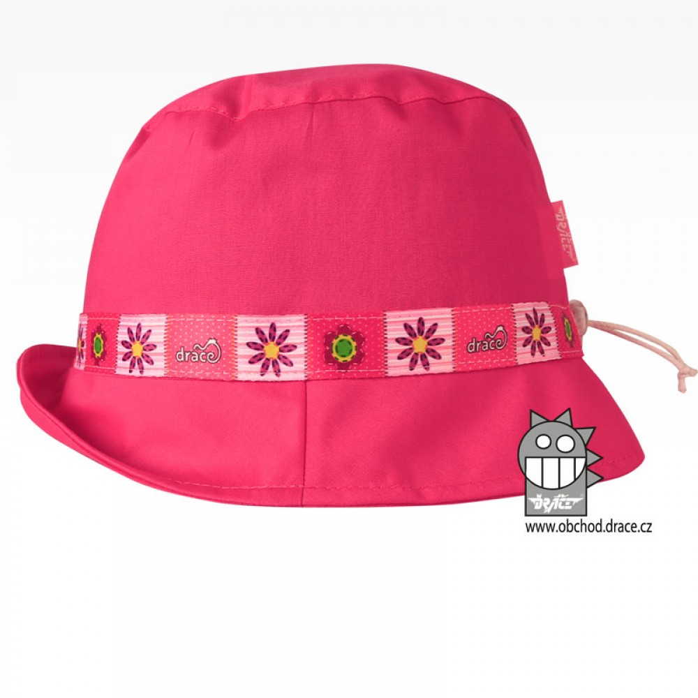 Bavlněný letní klobouk Dráče - Palermo 08, sytě růžová, kytičky Barva: Růžová, Velikost: 48-50