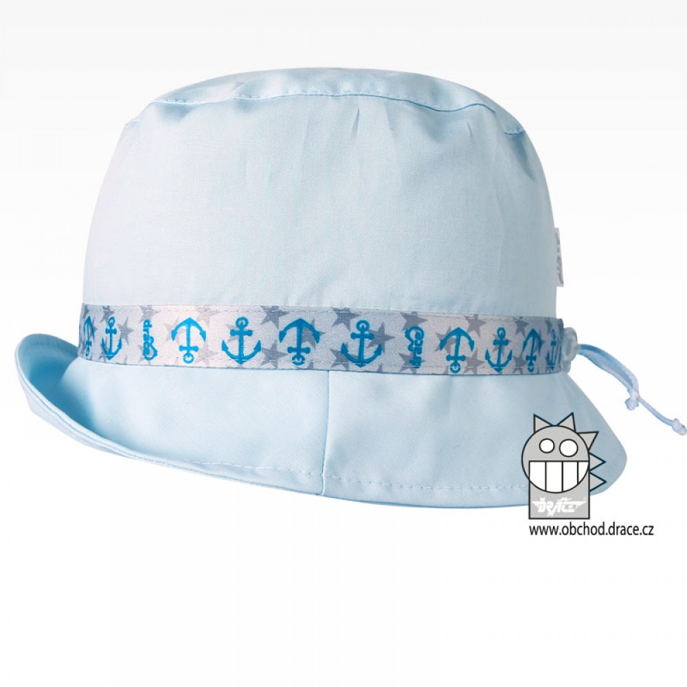 Bavlněný letní klobouk Dráče - Palermo 14, světle modrá, kotvy Barva: Modrá světle, Velikost: 48-50