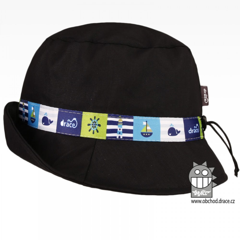 Bavlněný letní klobouk Dráče - Palermo 38, černá, lodě Barva: Černá, Velikost: 50-52