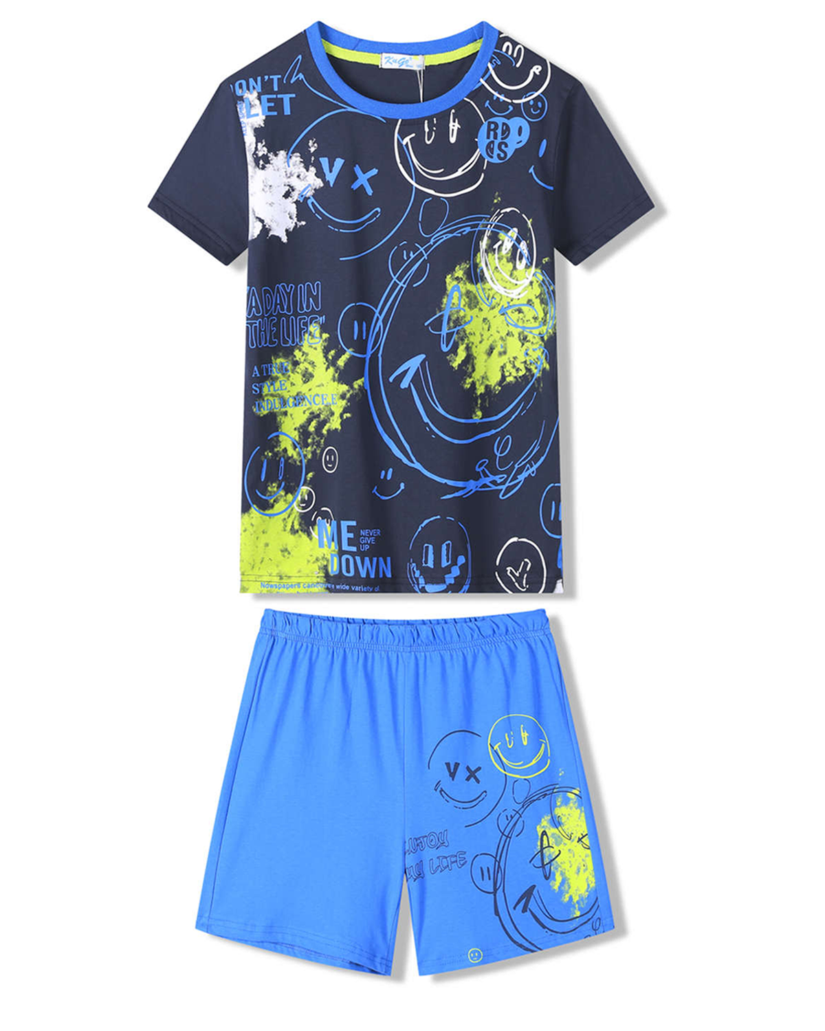 Chlapecké pyžamo - KUGO WT7316, tmavě modrá Barva: Modrá tmavě, Velikost: 140