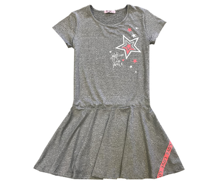 Dívčí šaty - KUGO K646, šedý melír Barva: Světlá šedá, Velikost: 4