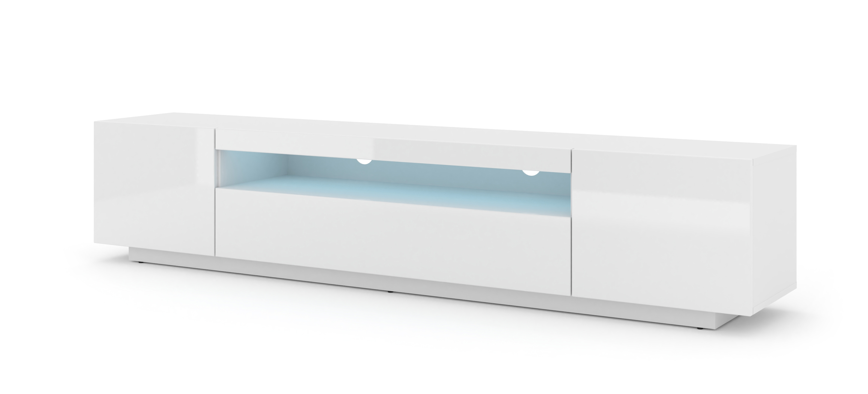 ArtBm TV stolík AURA 200 | biely - biely lesk LED osvetlenie: s LED osvetlením