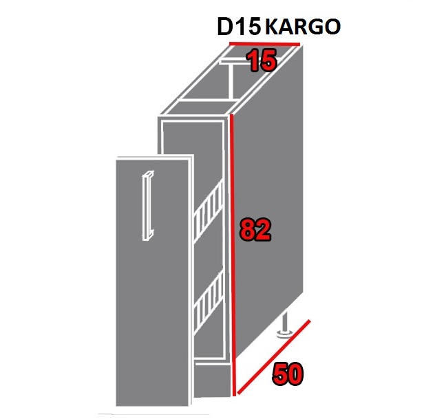 ArtExt Spodná kuchynská skrinka Platinum D15/kargo FAREBNÉ PREVEDENIE DVIEROK PLATINUM: White, FAREBNÉ PREVEDENIE KORPUSU: Biela alpská