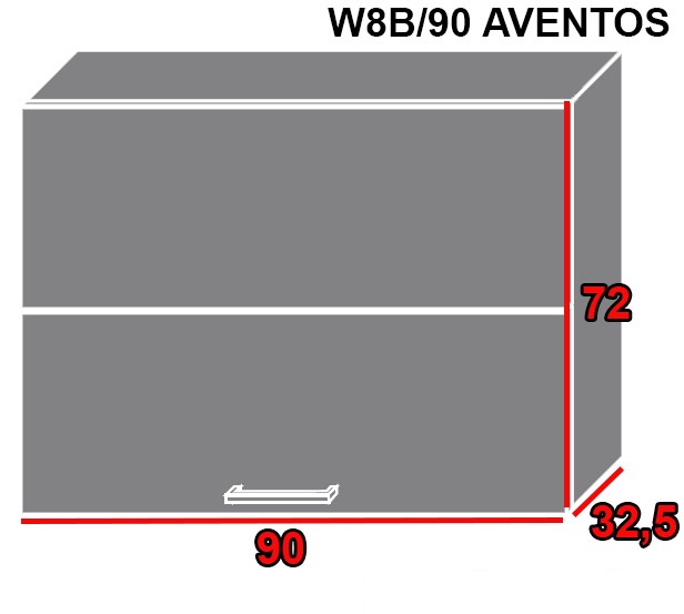 ArtExt Vrchná kuchynská skrinka Pescara W8B/90 AVENTOS FAREBNÉ PREVEDENIE KORPUSU: Grey, FAREBNÉ PREVEDENIE DVIEROK ICA: ICA 0161