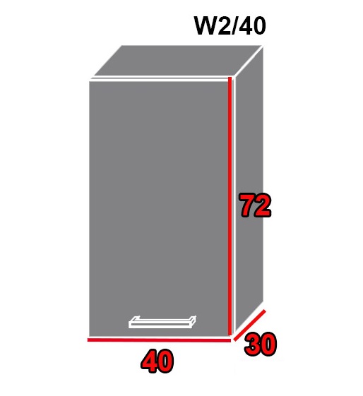 ArtExt Vrchná kuchynská skrinka Tivoli W2/40 FAREBNÉ PREVEDENIE KORPUSU: Grey, FAREBNÉ PREVEDENIE DVIEROK ICA: RAL 5012