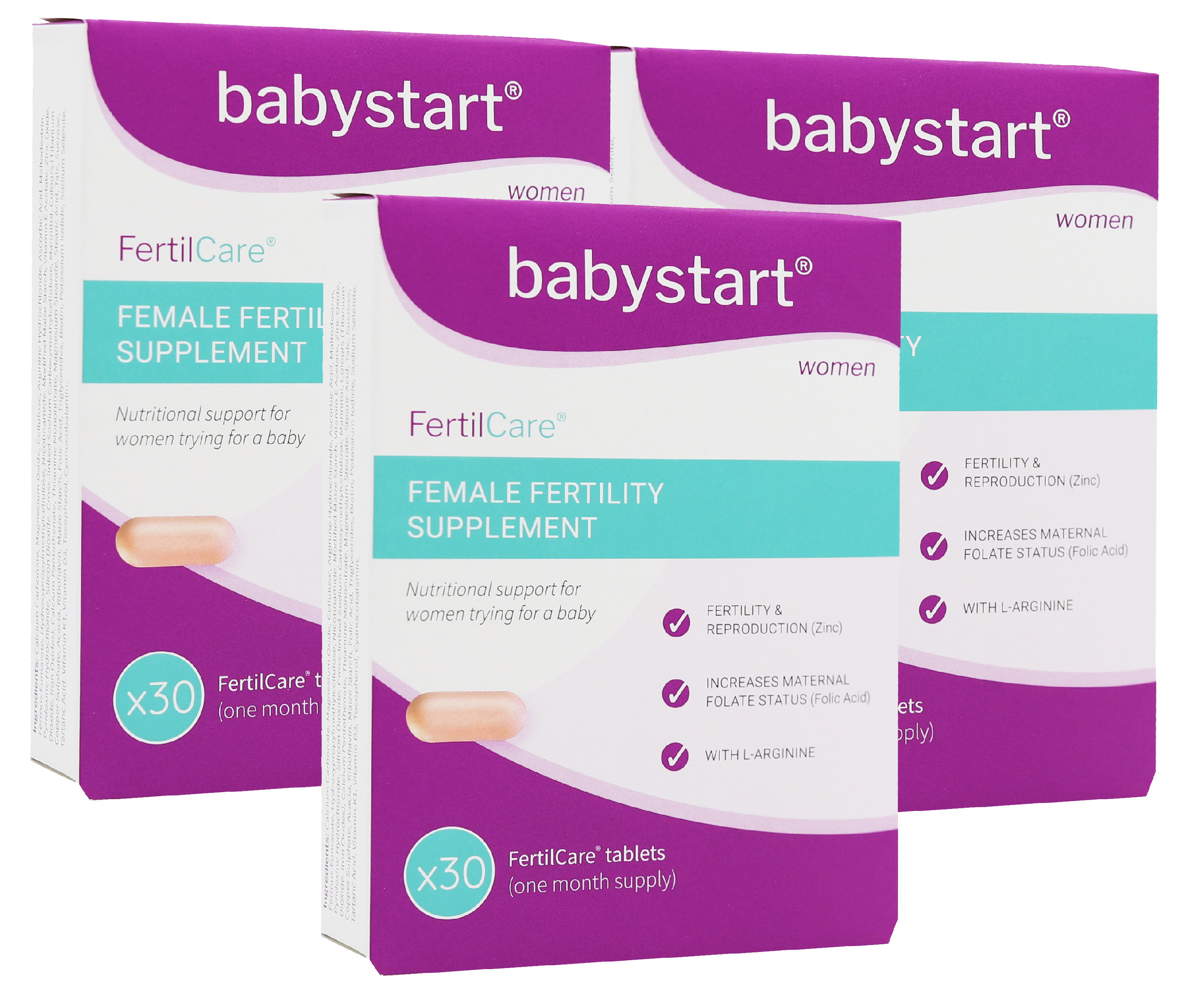 Babystart FertilCare vitamíny pro ženy s kyselinou listovou 30 tbl. 3 balení: 3x 30 tablet