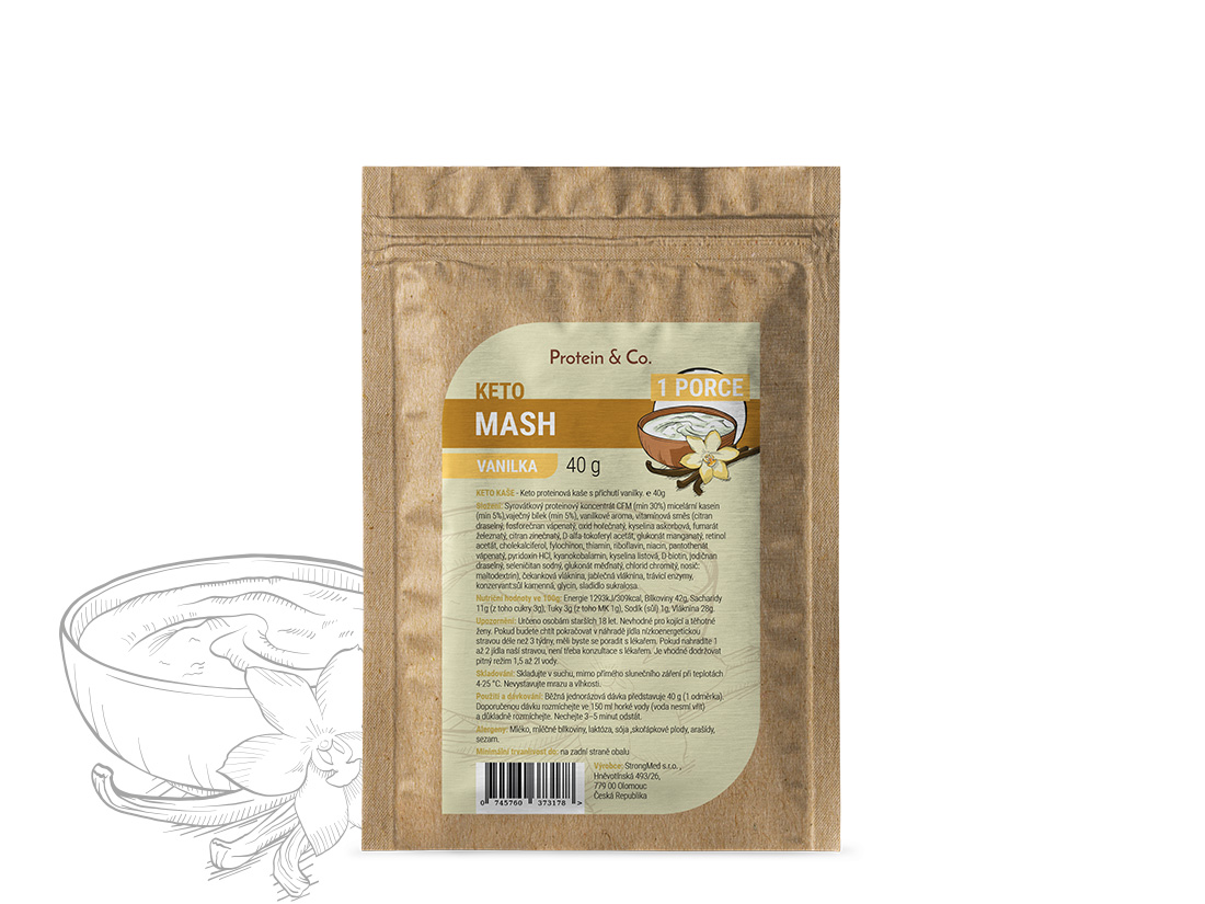 Protein & Co. Keto mash – proteinová dietní kaše - 1 porce 40 g Vyber si z těchto lahodných příchutí: Vanilka