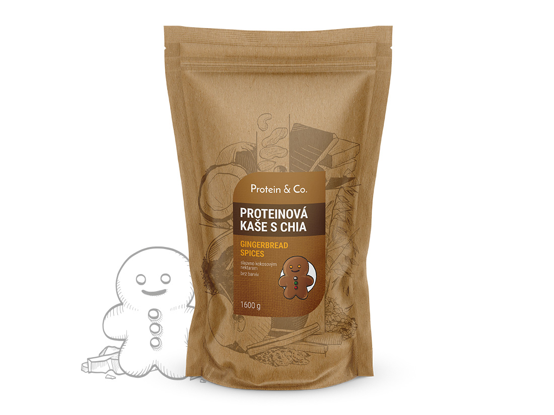 Protein & Co. Proteinové kaše s chia 1 600 g – 9 příchutí Vyber si z těchto lahodných příchutí: Gingerbread Spices