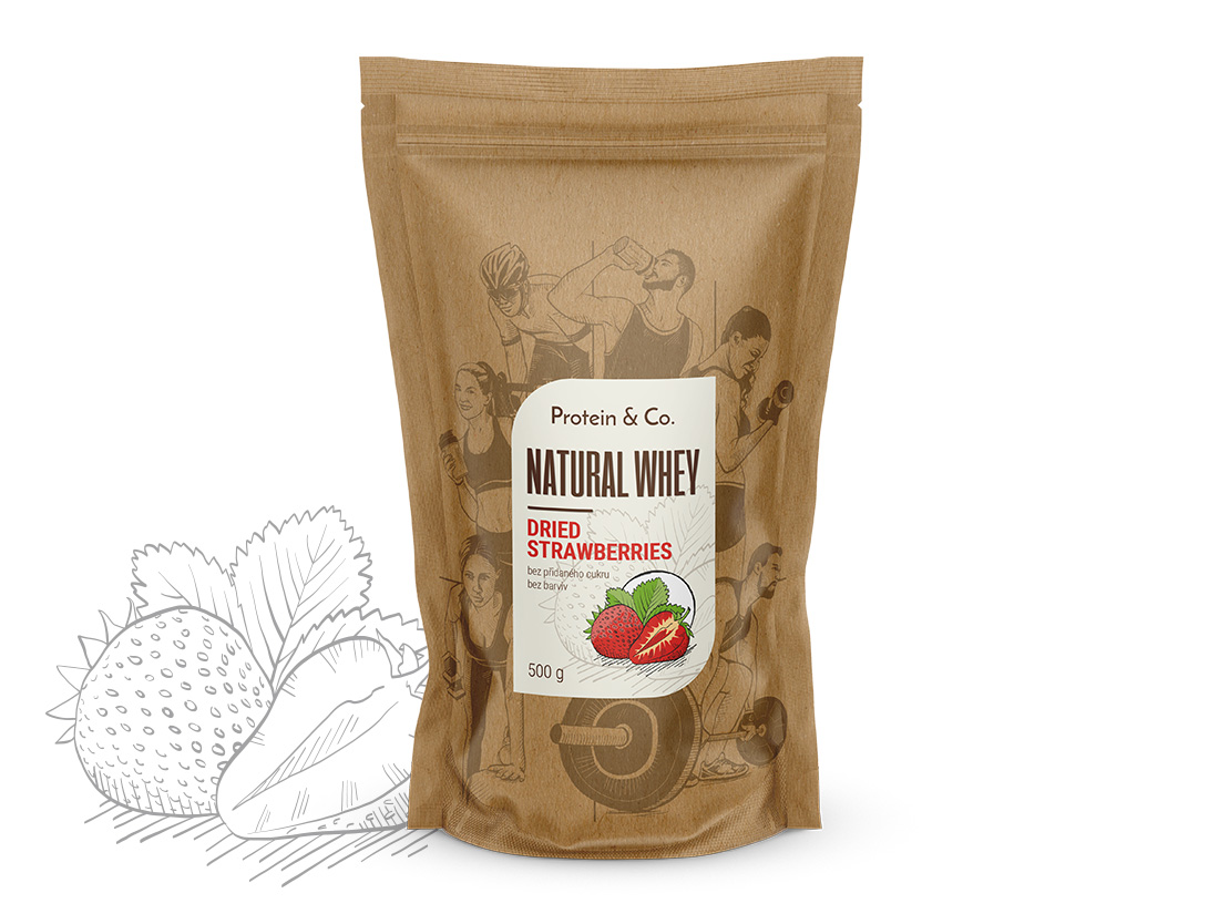 Protein&Co. Natural Whey 1 kg Váha: 500 g, Vyber si z těchto lahodných příchutí: Dried strawberries
