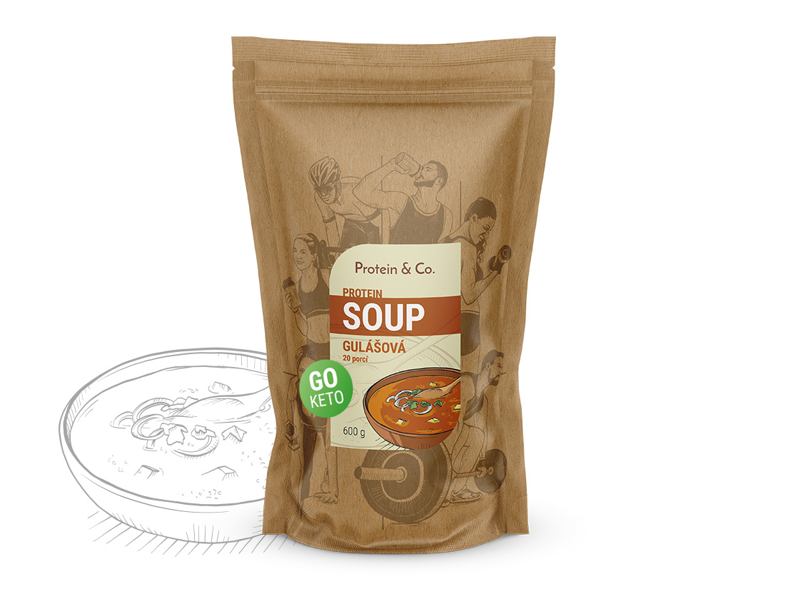 Protein&Co. Keto proteinová polévka Váha: 600 g, Vyber si z těchto lahodných příchutí: Gulášová polévka