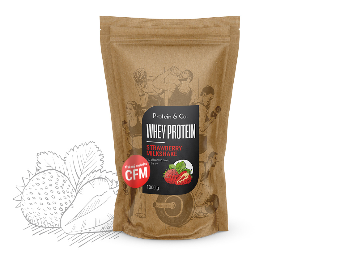 Protein&Co. CFM Whey protein 80 1000 g Zvoľ príchuť: Strawberry milkshake