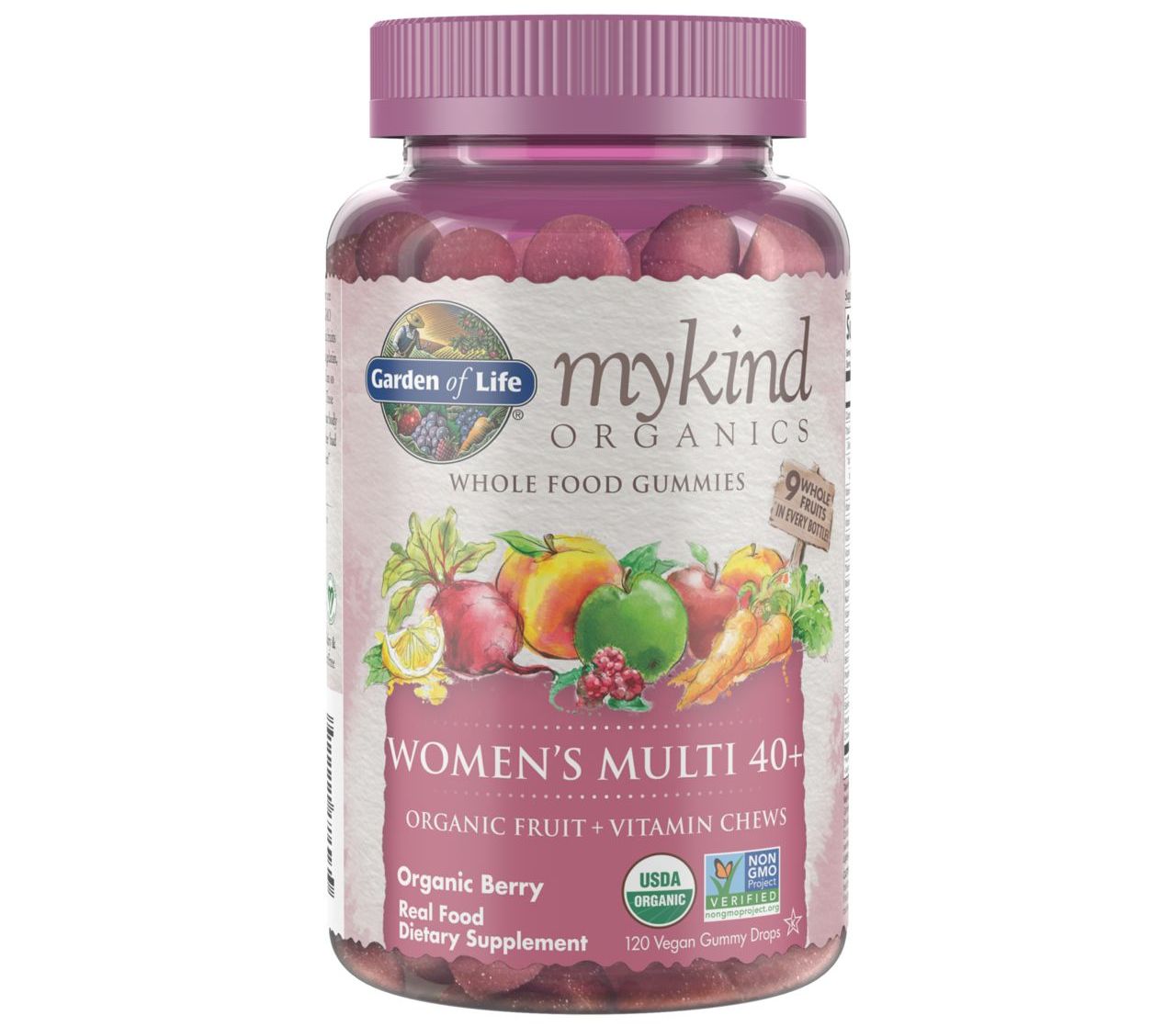 Mykind Organics - žvýkací multivitamíny z organického ovoce pro ženy 40 +, 120 gumídků