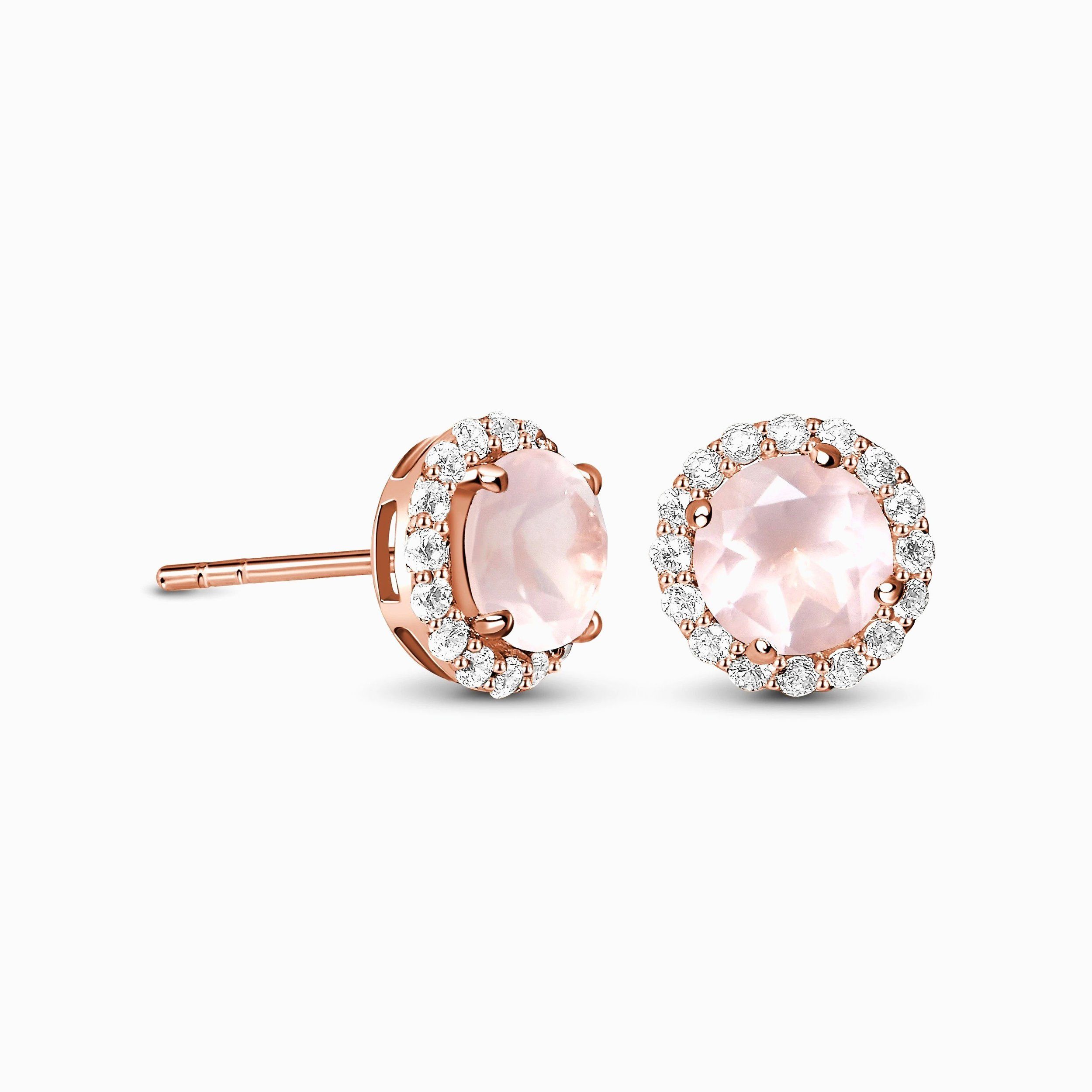 Emporial náušnice 14k zlato Vermeil GU-DR2564E-ROSEGOLD-ROSEQUARTZ