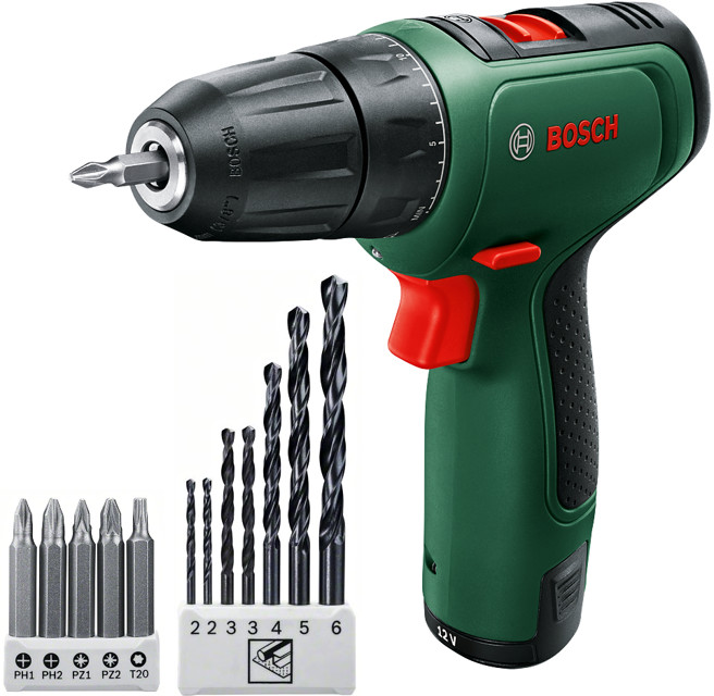 BOSCH EasyDrill 1200 (2x12V) + sada vrtáků a bitů