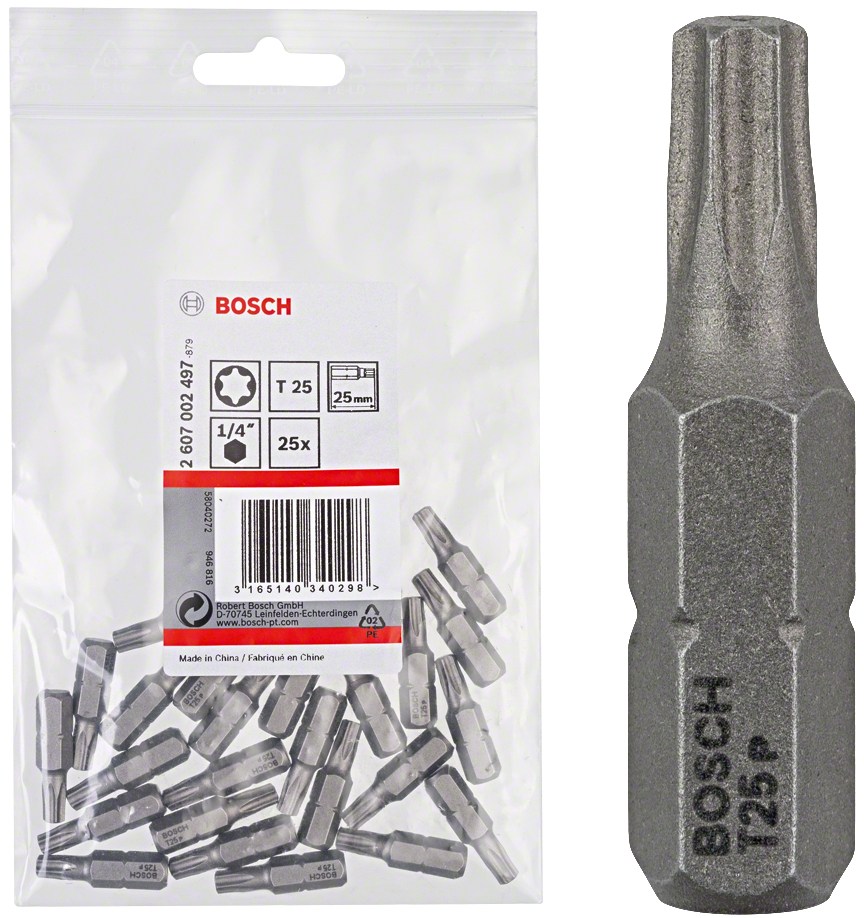 BOSCH balení šroubovacích bitů Torx Extra-Hart T25 25mm (25 ks)