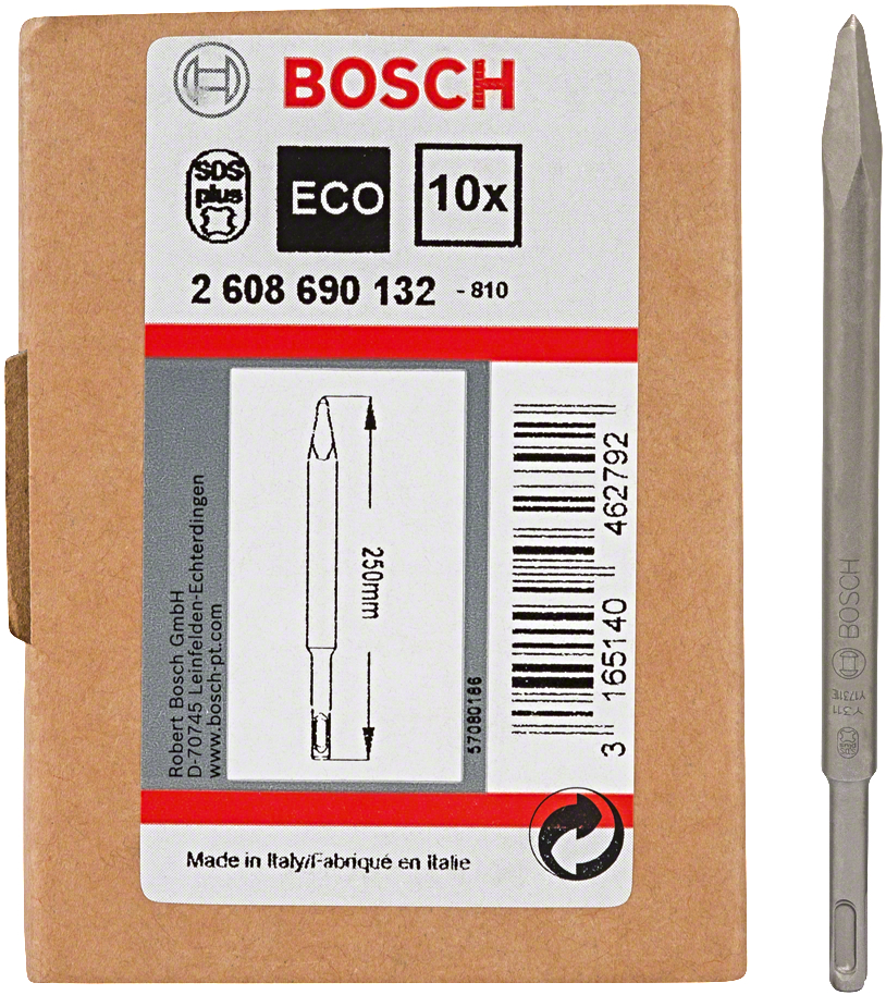 BOSCH balení špičatých sekáčů SDS-plus 250mm, 10 ks ECO