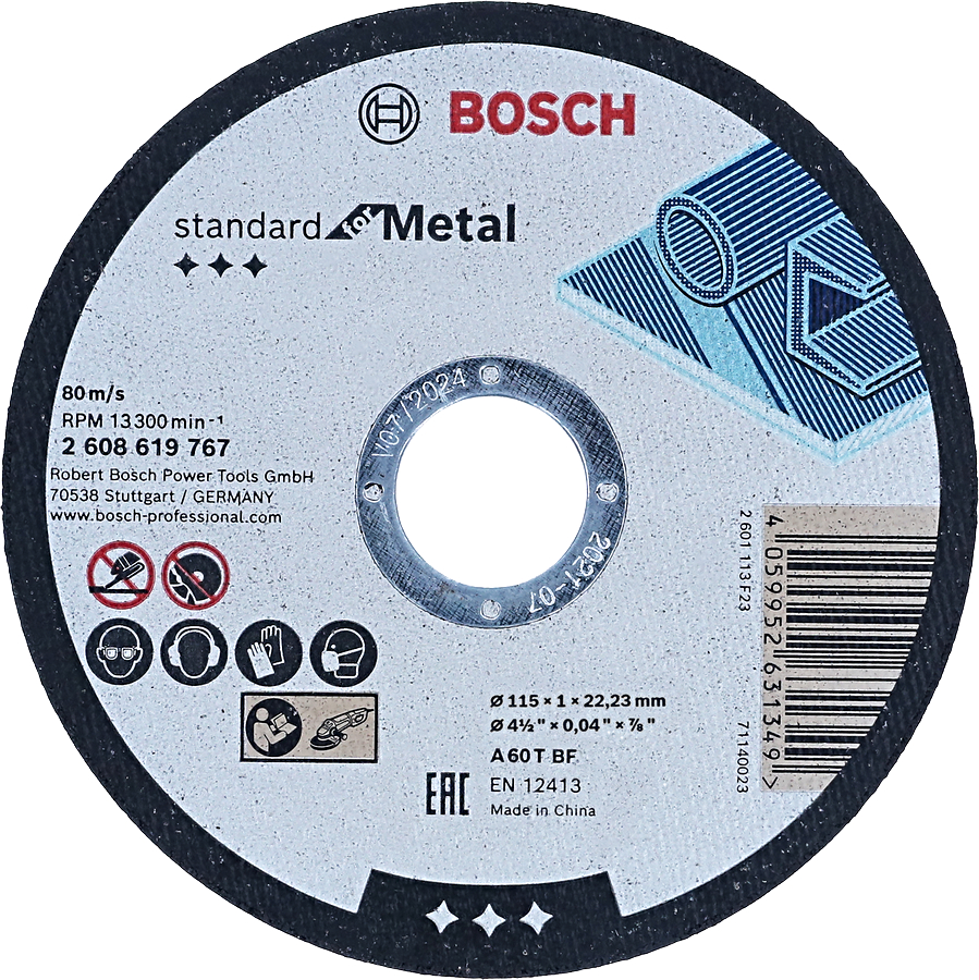 BOSCH 115x22,23mm rovný řezný kotouč Standard for Metal (1.0 mm)