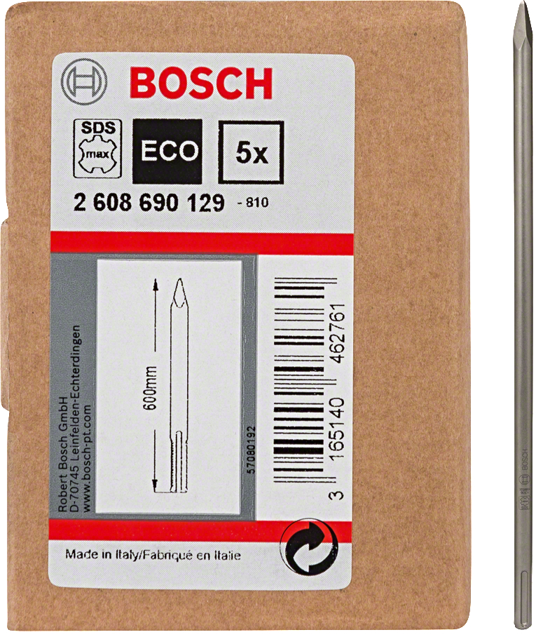 BOSCH balení dlouhých špičatých sekáčů SDS-max ECO (600 mm), 5 ks