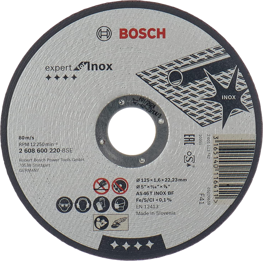 BOSCH Expert for Inox rovný dělící kotouč na nerez 125mm (1.6 mm)