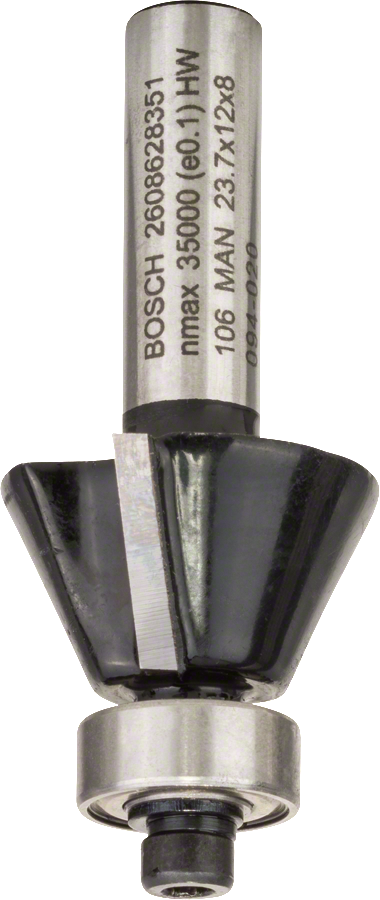 BOSCH 23,7x11,7mm (25°) fazetová zarovnávací fréza Standard for Wood Chamfer - stopka 8 mm